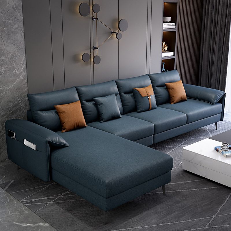 Contemporary Sectional with 4 Pillows Back and Storage Pillow Top Arm
