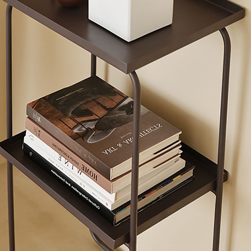 Sled Base Side Table Rectangular Metal Top End Table with  Shelf