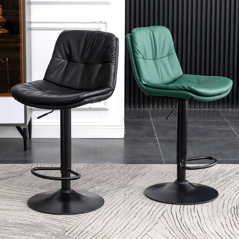 Contemporary Leather Swivel Barstool Indoor Bar Stool with Low Back