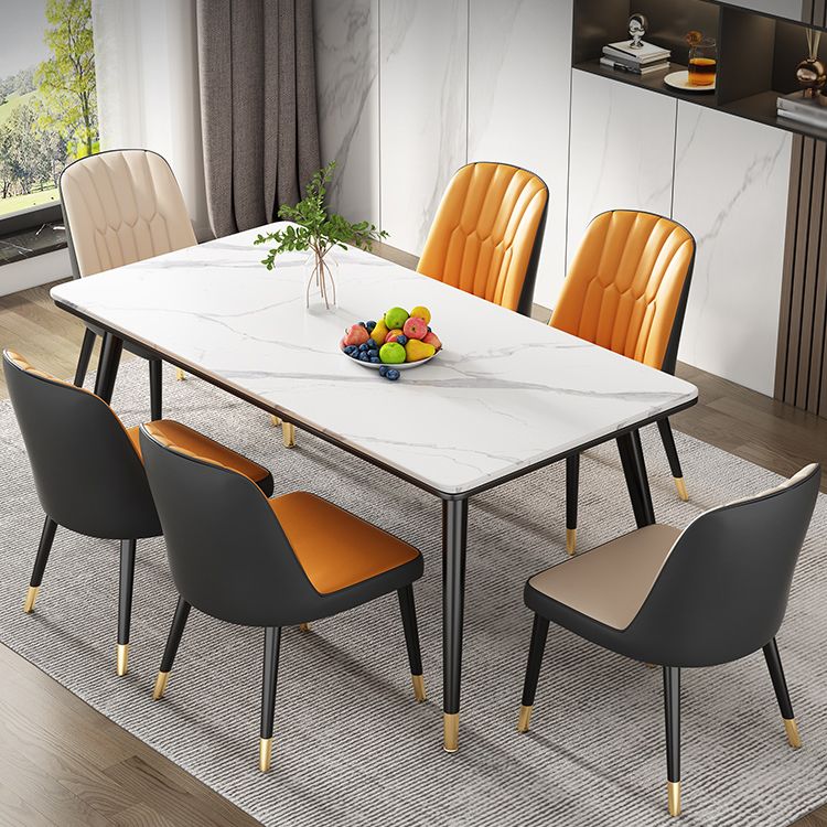 Simple Kitchen Standard Dining Table Sintered Stone Rectangle Dining Table with 4 Legs Base