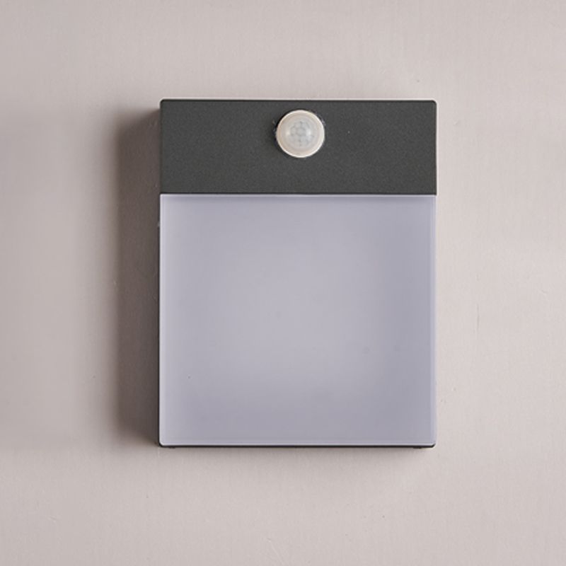 Black Modern Metal Wall Sconce Rectangle Shape Wall Light with Acrylic Shade for Courtyard