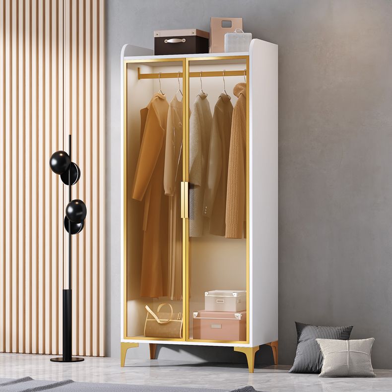 Contemporary Wood Frame Wardrobe Freestanding Wardrobe with Glass Doors