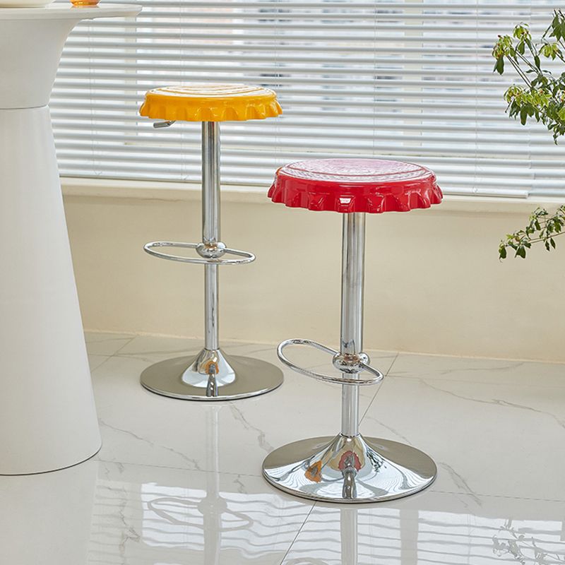 Contemporary Backless Indoor Armless Footrest Bar Stool with Metal Base