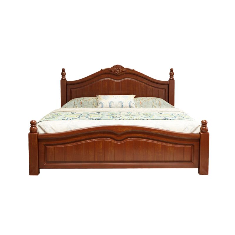 Rubberwood Solid Color Bed Frame Traditional Camelback Standard Bed for Home