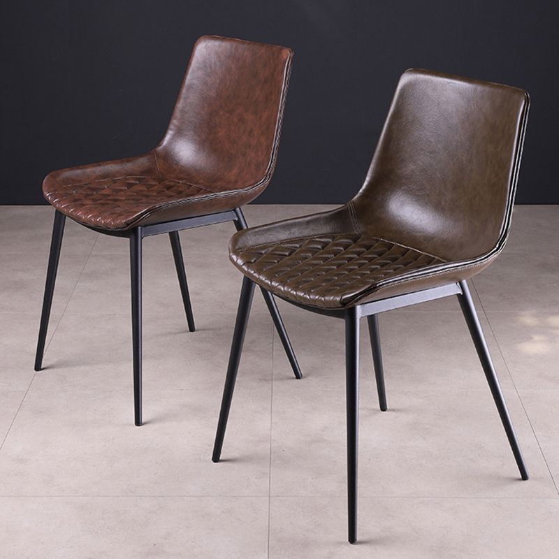 Industrial Style Dining Chairs Armless Dining Chair with Metal Legs for Kitchen