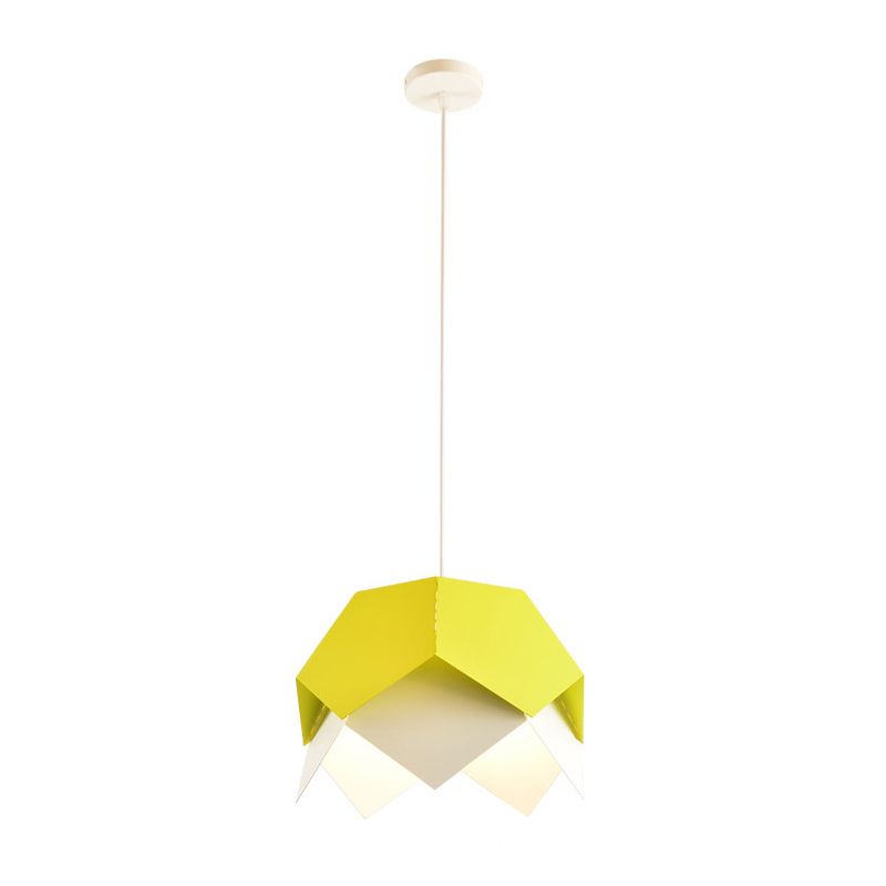 Geometric Metal Ceiling Light Contemporary 1 Light Yellow/Orange/Blue Pendant Lighting Fixture for Dining Room