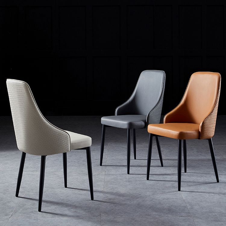 Contemporary Kitchen Dining Side Chair Leather Chair in Black Legs