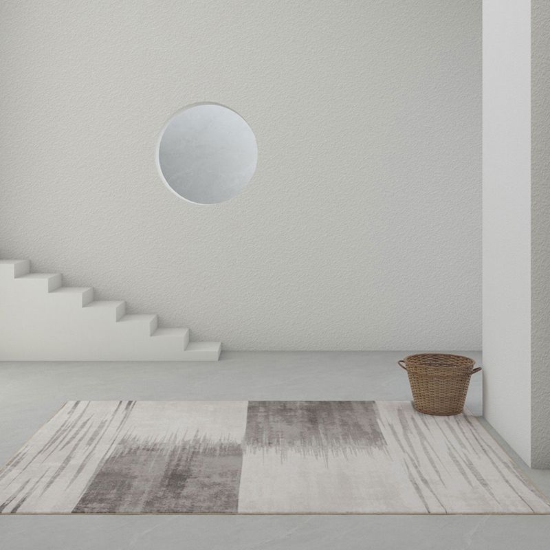 Simple Solid Color Comfort Rug Polyester Stripe Printing Area Rug Non-Slip Backing Carpet for Living Room