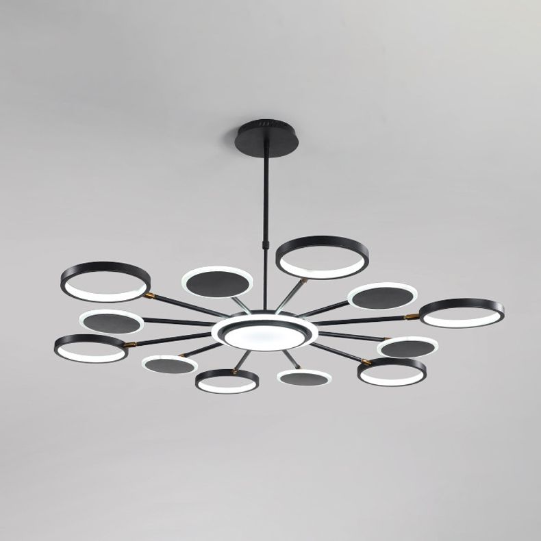Modern Style Multi Lights Hanging Chandelier Lamp Metal Ring Pendant Lighting