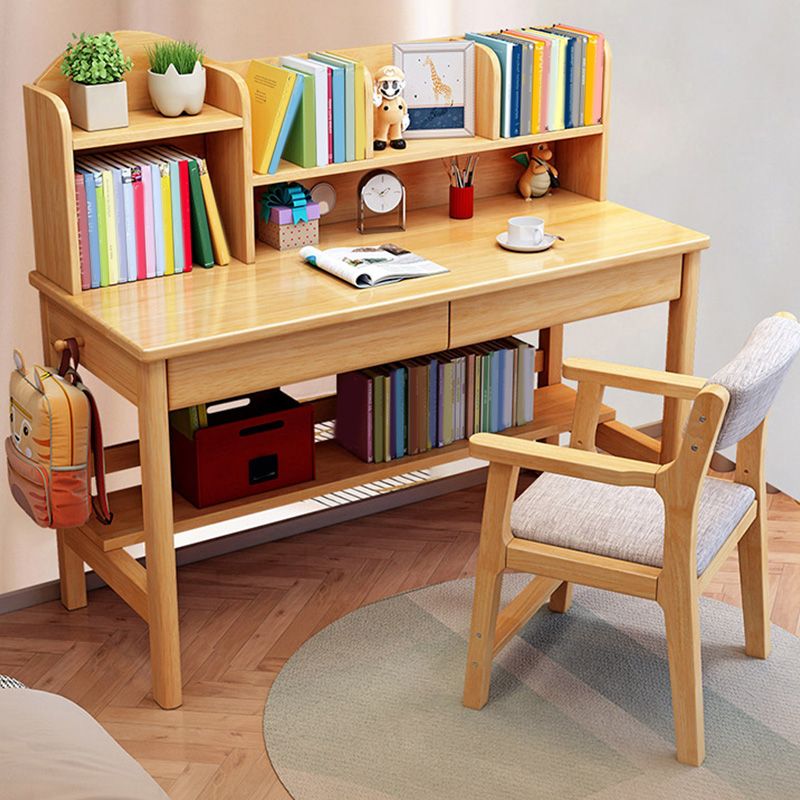 Solid Wood Adjustable Kids Desks 23.6"W Kids Writing Desk with drawers
