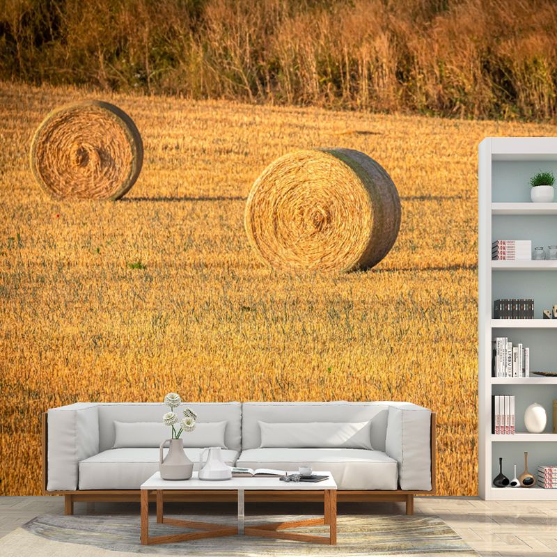 Straw Bale Landscapes Mural Wallpaper Moisture Resistant Living Room Wall Covering