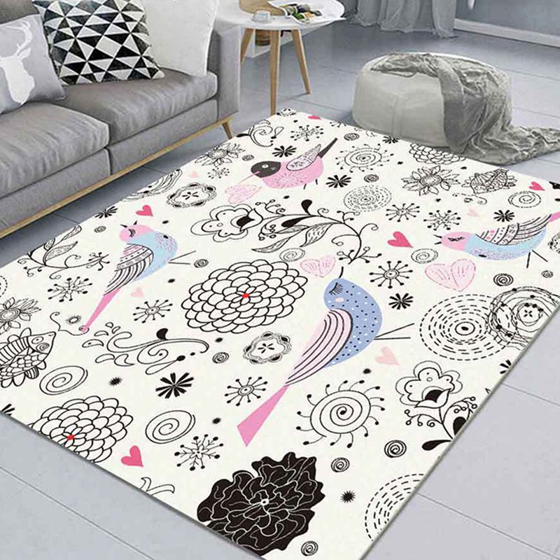 Lovely Animal Pattern Rug Funky Modern Polyester Carpet Anti-Slip Backing Indoor Rug for Home Decor