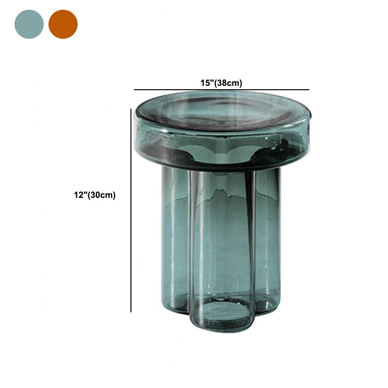 Modern 11.8"/17.7" Tall Round Glass Top Side Table Pedestal End Table