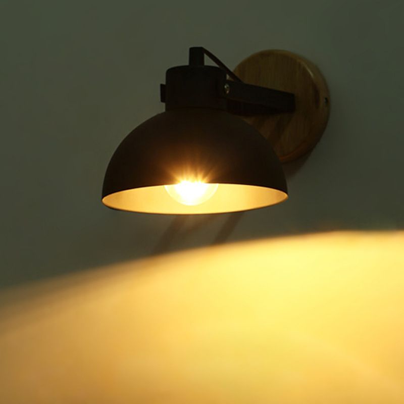 Dome Shape Wall Lighting Modern Style Metal 2 Lights Sconce Lamp in Black/White