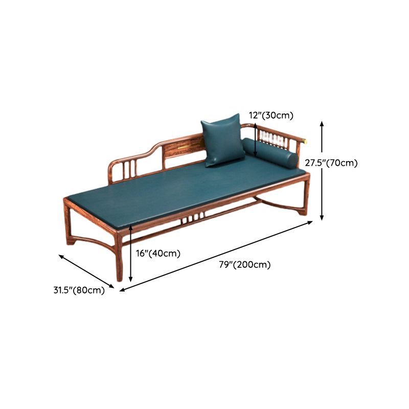 Living Room Chaise Rolled Arms Traditional Upholstered Chaise Lounge with Wooden Base