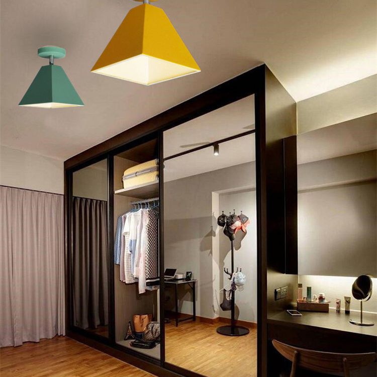 Trapezoid Flush Light 1 Light Metal Modern Flush Mount Ceiling Light Fixtures