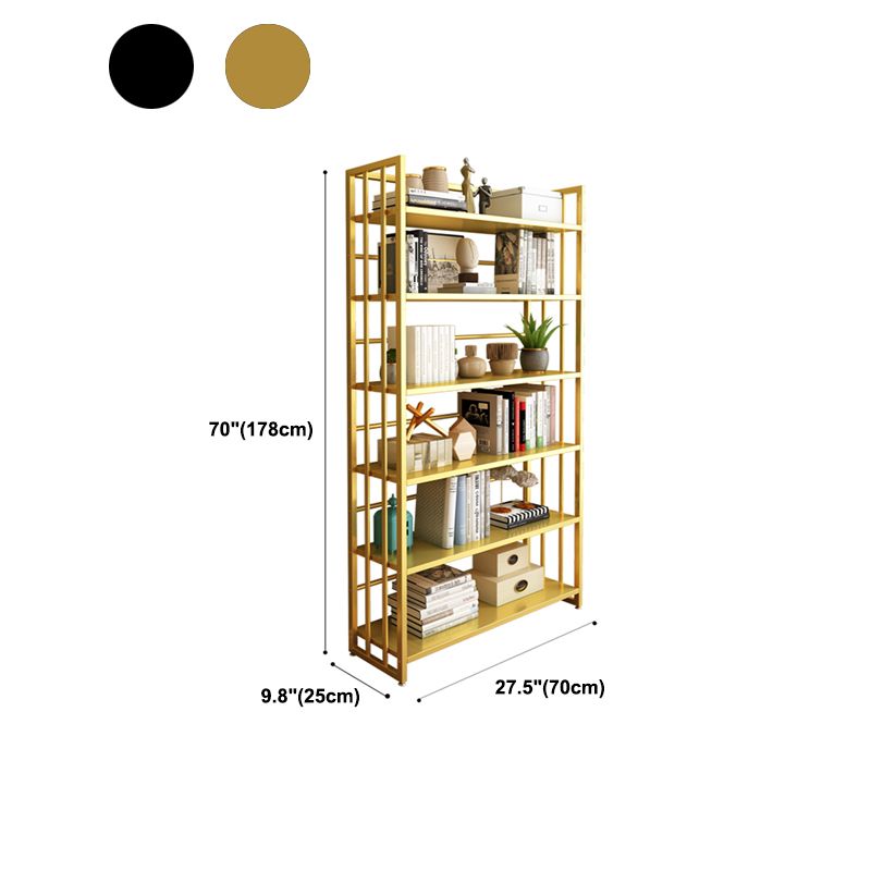 Metal Bookcase Modern Etagere Bookshelf with Open Back 70" H X 19.7" W