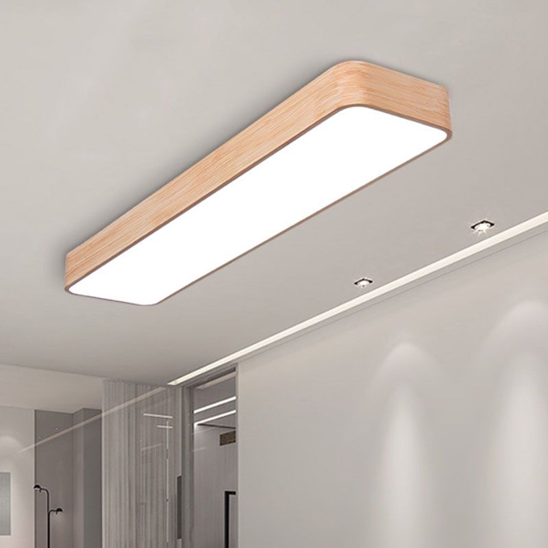 Lampada a ciondolo a LED Office Lampada sospesa in legno Nordico con tonalità acrilica rettangolo