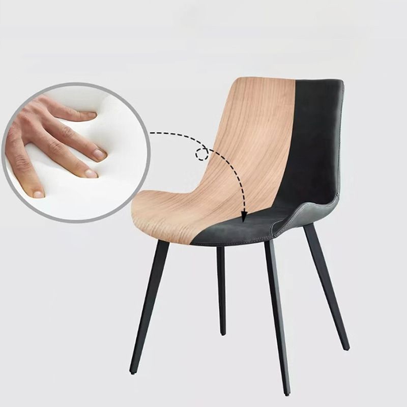 Sedie da pranzo contemporanee cucina in pelle finta sedia parsons con gambe in acciaio al carbonio