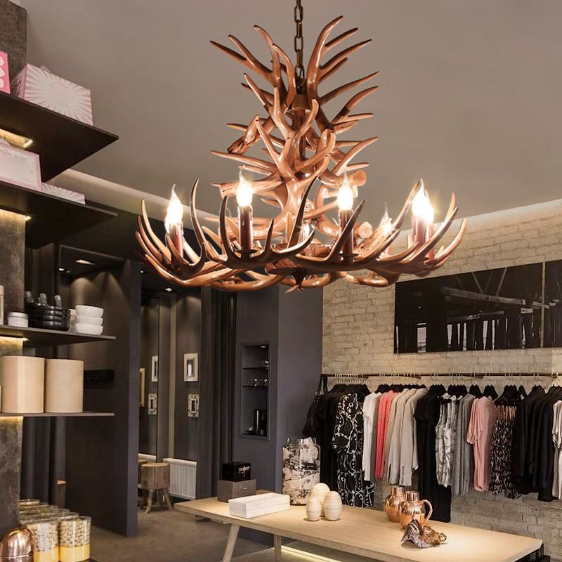 Chaîne de suspension réglable Light Light Traditional Antler Plastic Plafond Pendant