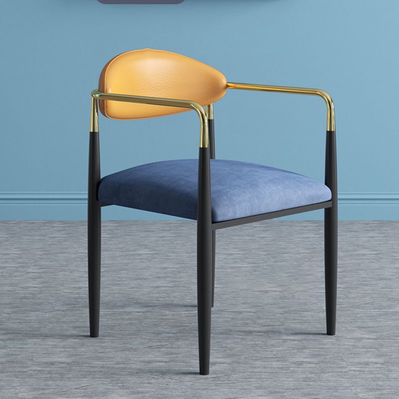 Glam Arm Chair Metal Legs Open Back Dining Chair for Home Use