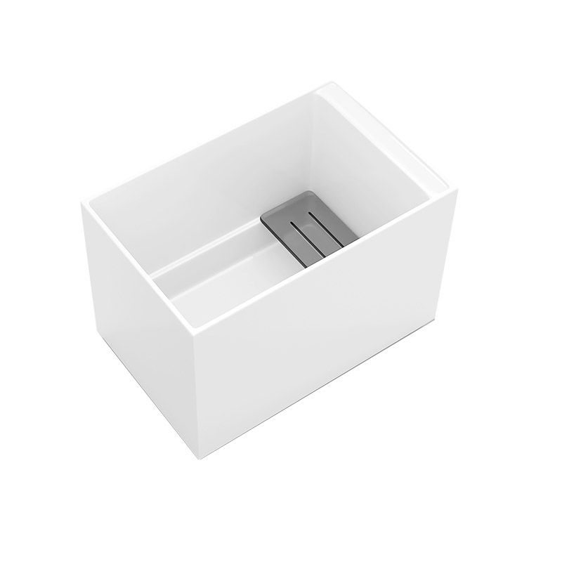 Modern Rectangle White Acrylic Bathtub Back to Wall with Drain Bath Tub