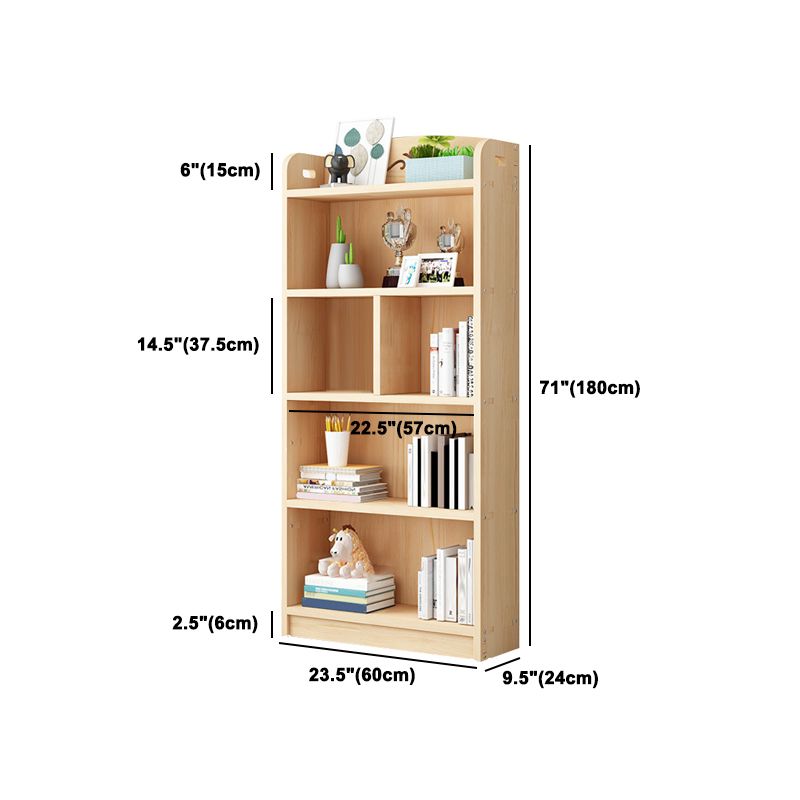 Scandinavian Natural Standard Bookshelf Pine Wood Vertical Bookcase