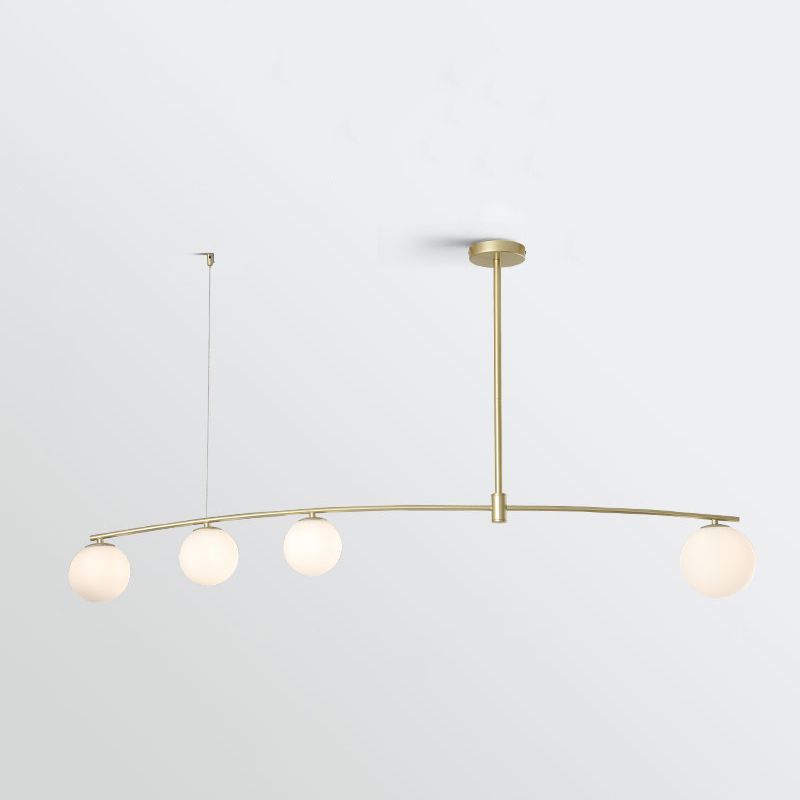 Modern Metal Island Light Fixture Multi-Head Restaurant Hanging Lamp with Glass Shade