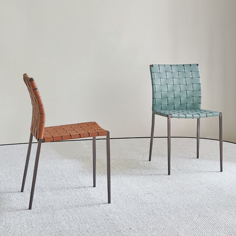 Faux Leather Kitchen Dining Chairs Armless Dining Chairs with Metal Legs