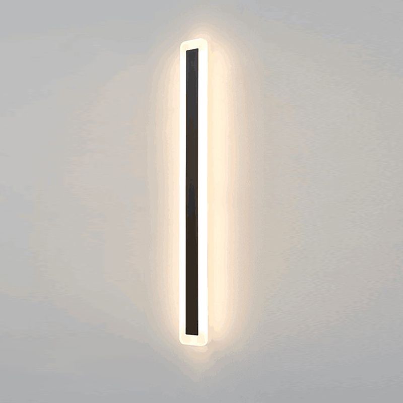 Style moderne Minimaliste Strip Shade Wall Sconce Metal 1 Appliques légères en noir pour la cour