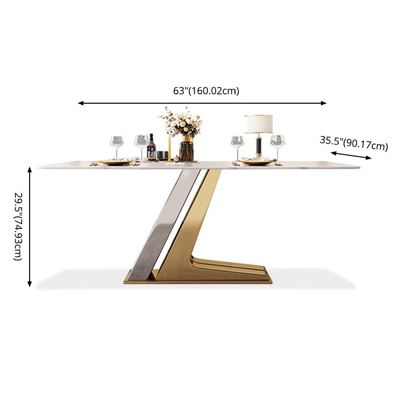 Scandinavian Metal Base Textured Dining Table Rectangle Formal Dinette Set for Home