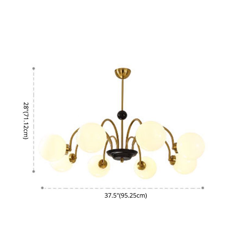 Vintage Simplicity Round Ceiling Chandelier Milk Glass Hanging Light for Living Room