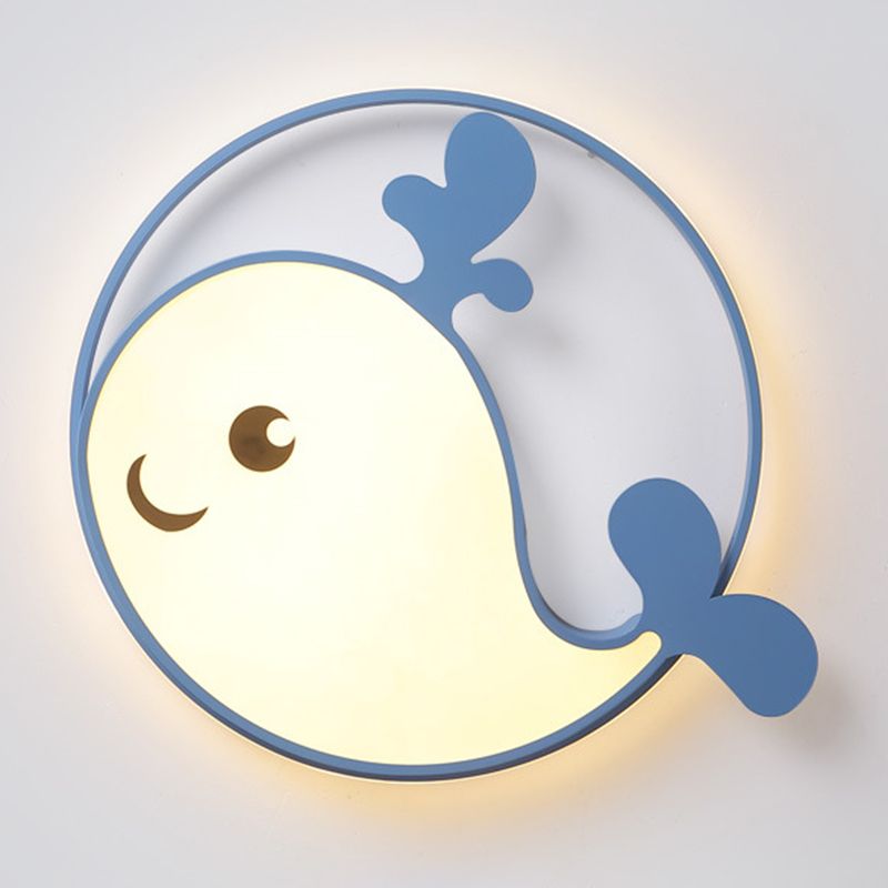 Accesorio de techo LED de delfín acrílico en soporte empotrado de hierro lacado de estilo creativo para niños para dormitorio