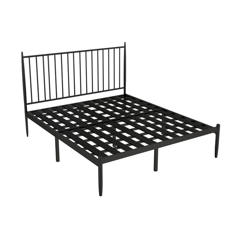 Glam Open-Frame Bed with Rectangular Headboard, Metal Standard Bed
