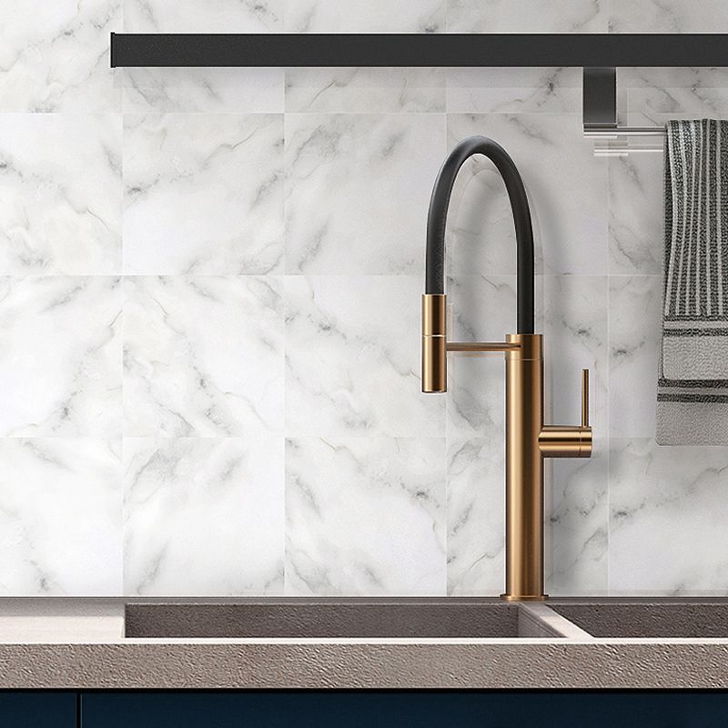 Contemporary Faux Marble Wallpaper Panels PVC Stick On White Wall Decor for Home