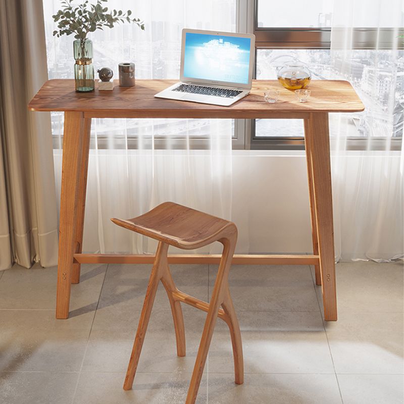 Trestle Base Bar Table Industrial Solid Wood Bar Dining Table with Footrest