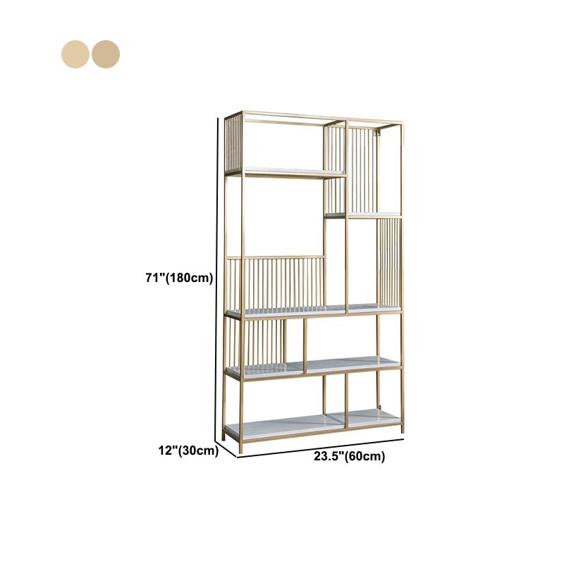Glam Vertical Open Book Shelf Metal Etagere Shelf Bookcase for Office