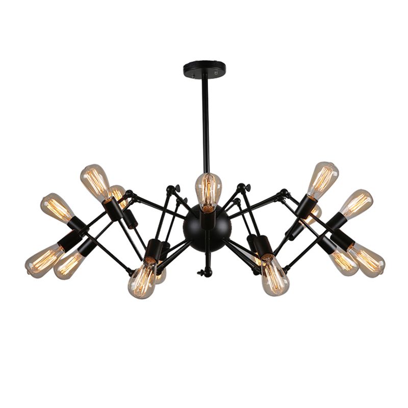 Radial Chandelier Lights Industrial Style Metal Hanging Pendant Lights in Black
