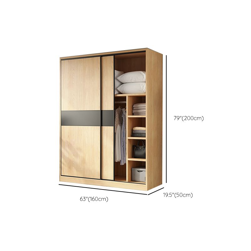 Modern Pine Solid Wood Wardrobe Freestanding Wardrobe with Soft Close Doors