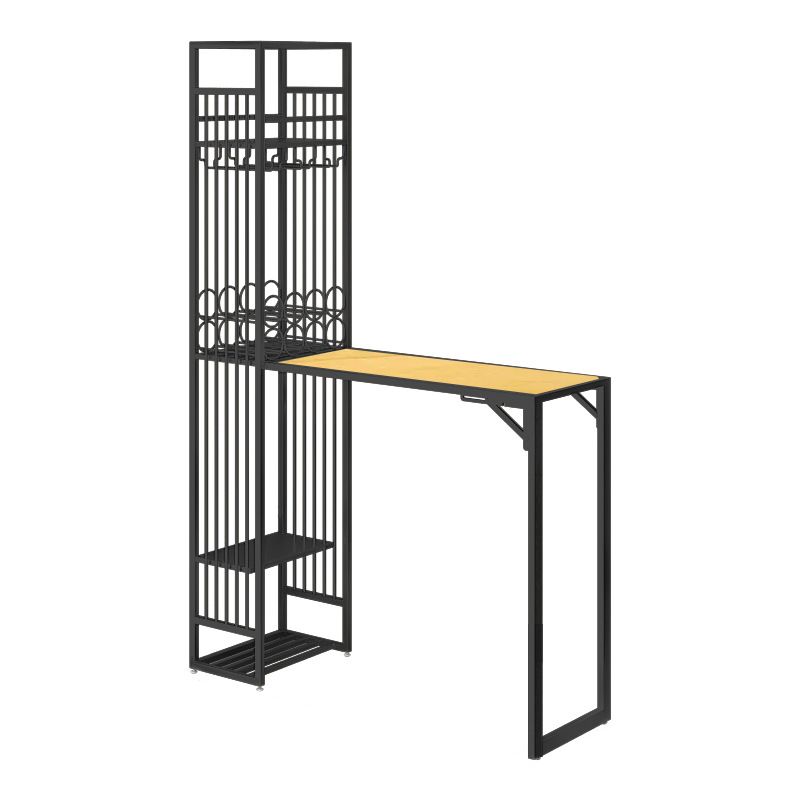 Glam Rectangle Bar Set 1/2 Pieces Self-Storing Leaf Pub Table with Upholstered Stool