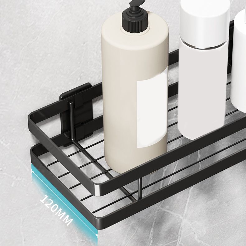 2 Piece Bath Shelf in Matte Black Metal Bathroom Hardware Set