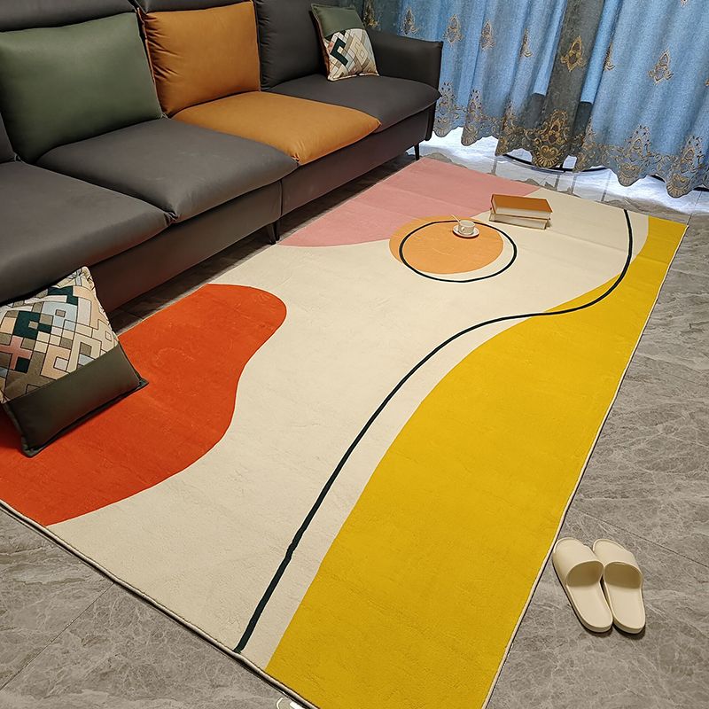 Simple Carpet Nordic Orange Tone Carpet Polyester Stain Resistant Carpet for Home Decor
