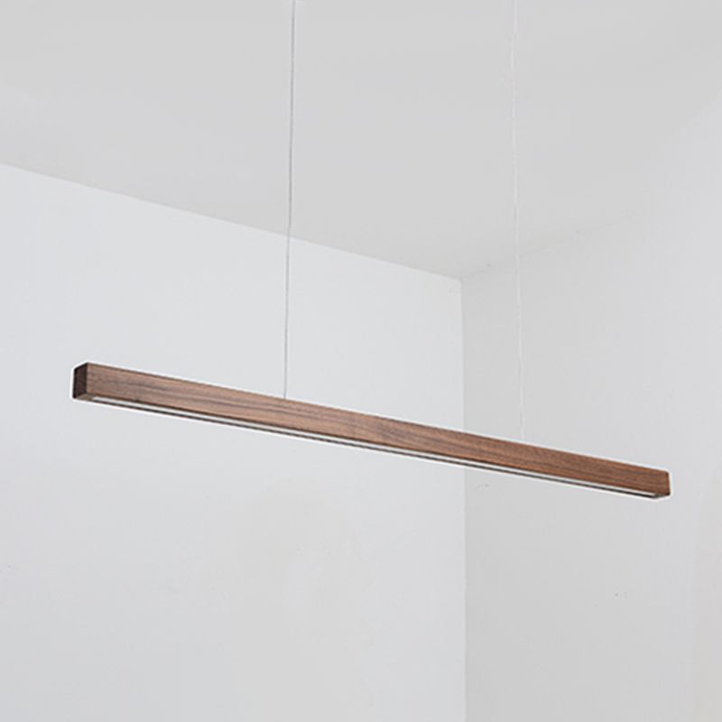 Zeitgenössische Insel Leichtes lineares Holz 1 helle Inselpendelleuchte für Küche