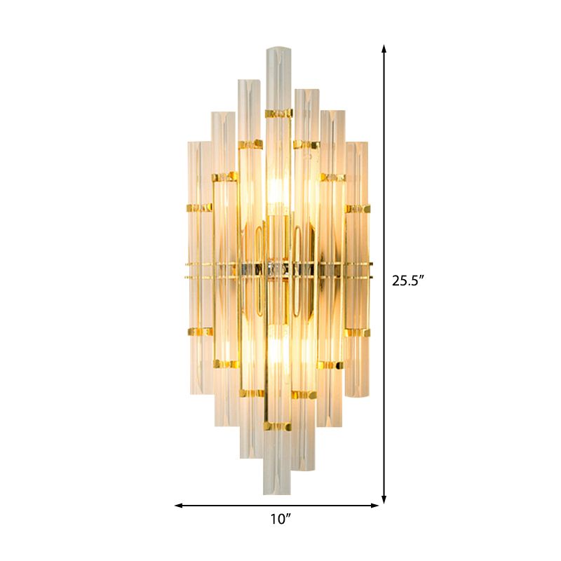 2 lichten Slaapkamer Wandlicht SCONCE HEDENDAAGE GOUD FINDE Wandlamp met heldere kristallen buisvorm