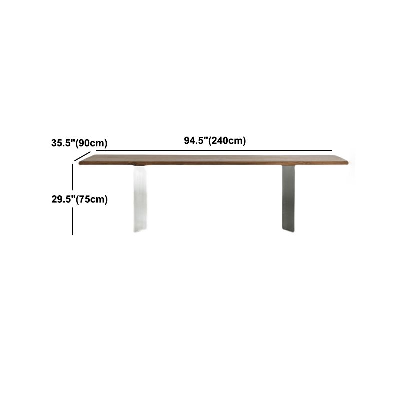 Rectangle Kitchen Dining Table Solid Wood Table Luxury with Double Pedestal Base