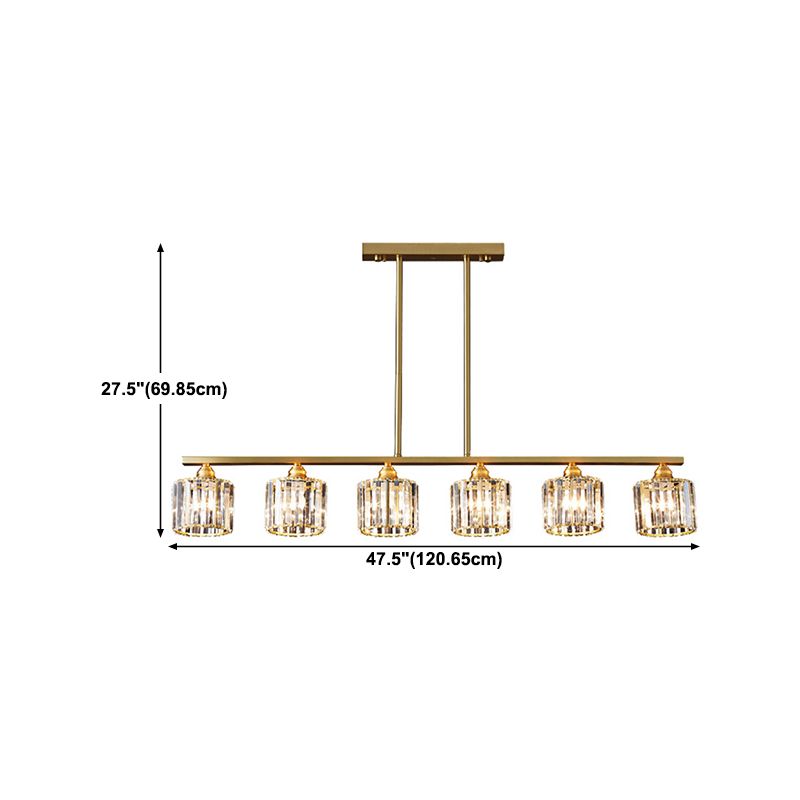 Modern Style Linear Shape Island Lights Crystal 3/5/6 Lights Pendant Light in Gold