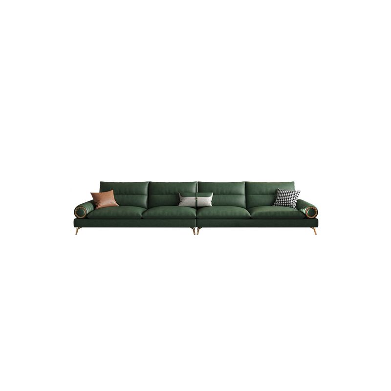 Faux Leather Contemporary Rolled Arm Sofa Standard Sofa with Sewn Pillow Back