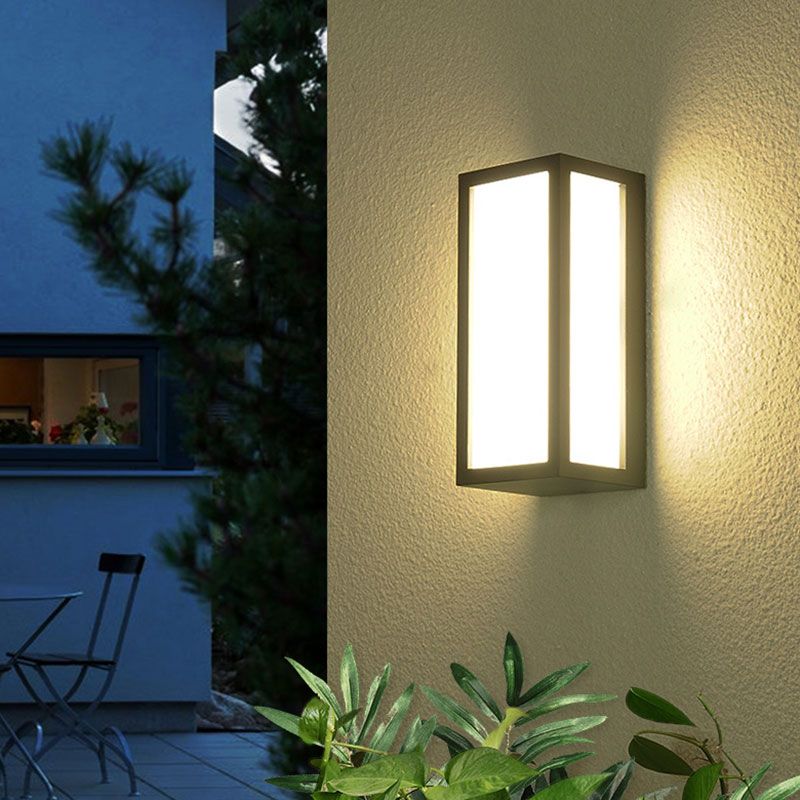 Textured Black Rectangular LED Wall Mounted Light Simplicity Metallic Wall Sconce Lighting for Patio