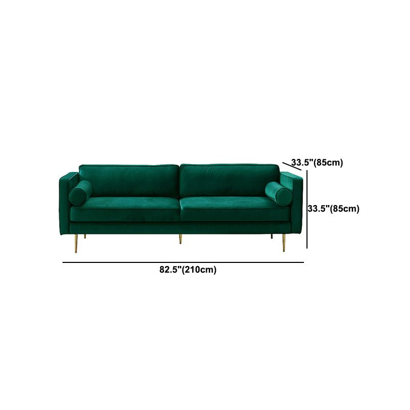 Tuxedo Arm Sofa Modern Style Green Velvet Sofa with Metal Legs