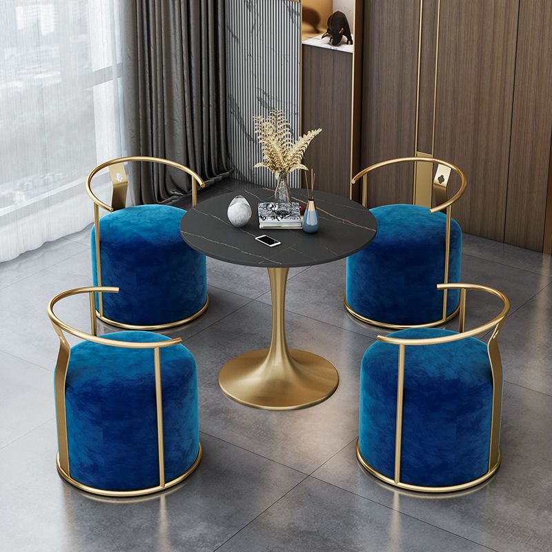 Contemporary Design 1/4/5 Pieces Dining Set Round Dining Room Table Set with Fabric Chairs